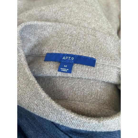 Apt. 9 Mock neck sweater beige/tan long sleeve SZ M long torse fit - Picture 4 of 8